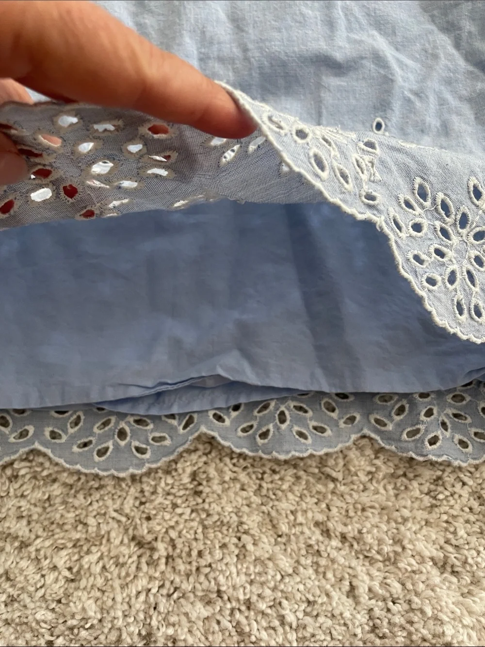 GAP Light Blue Eyelet Hem Short Sleeve Top
